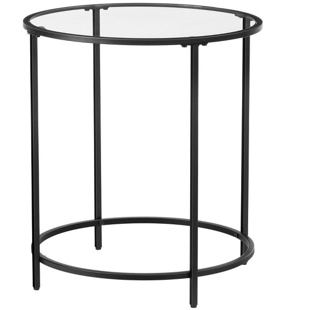 Vasagle Round Side Table Glass End Table With Metal Frame Black Coffee Table With Modern Style Black