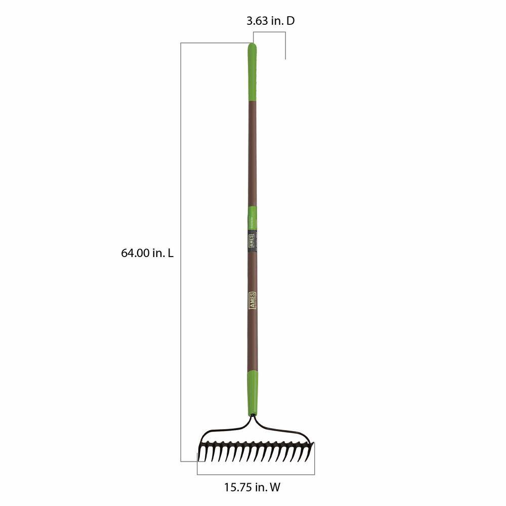 Ames 57.5 in. Fiberglass Handle 16-Tine Double Play Bow Rake 28252100