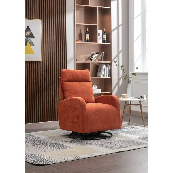 Swivel Rocking Chair Modern Accent Chairs with 1 Left Bag and Lounge Upholstered Swivel Glider Arm Chairs Sofa， Orange