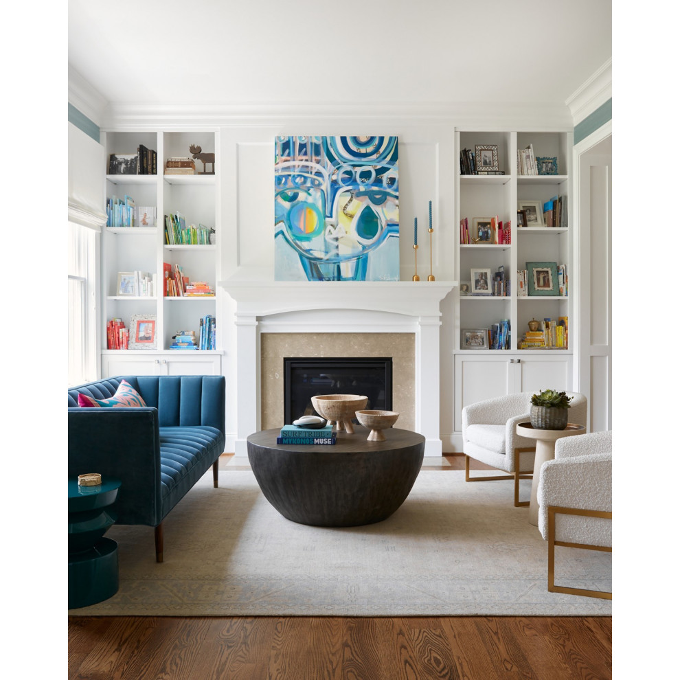 Minimalist Large Round Wood Coffee Table Modern Geometric Block Walnut Gray   Rustic   Coffee Tables   by My Swanky Home  Houzz