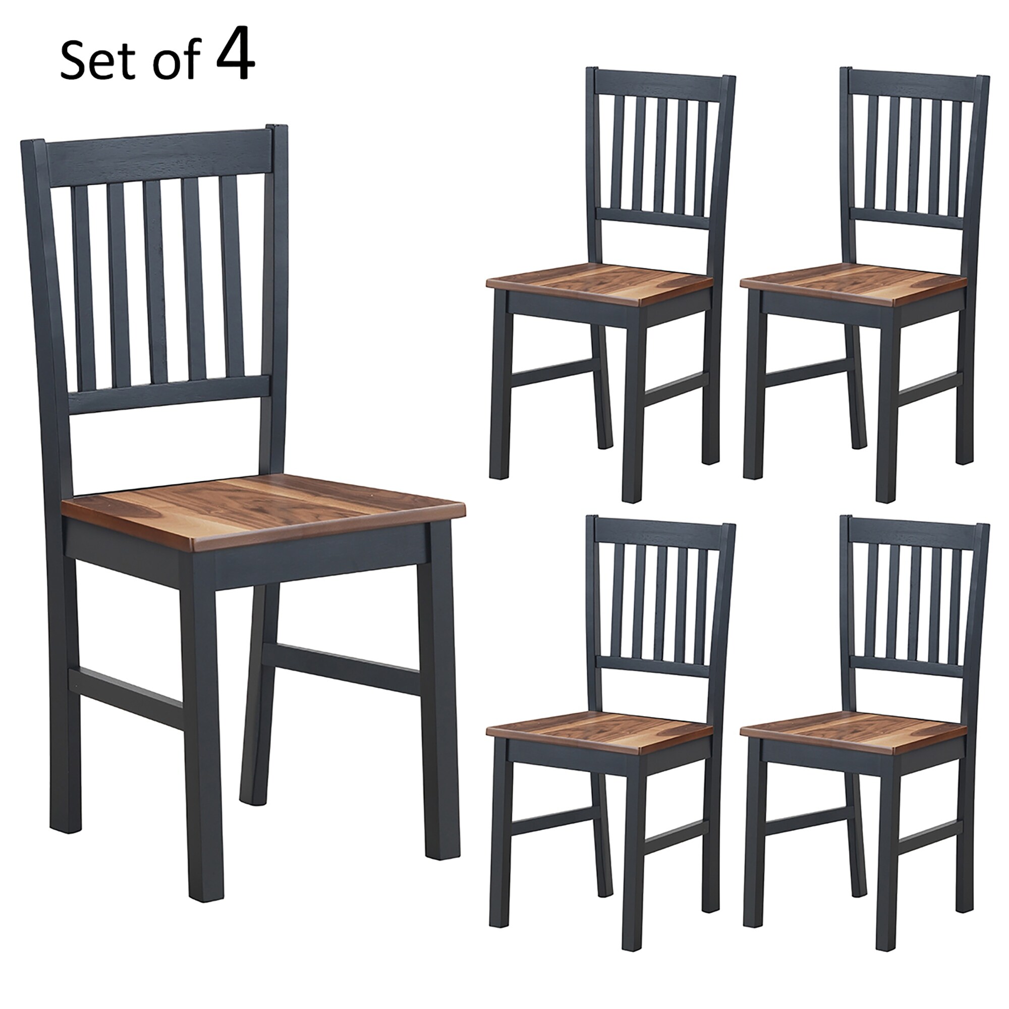 4 PCS Wood Dining Chairs Restaurant Kitchen Side Chair with Wide Seat