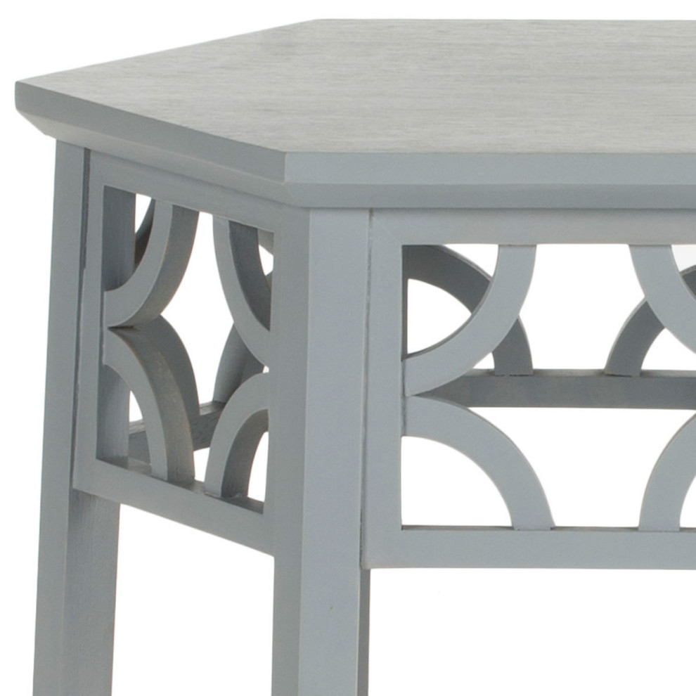 Dot Hexagon End Table Pearl Blue Gray   Transitional   Side Tables And End Tables   by AED Luxury Home Decor  Houzz