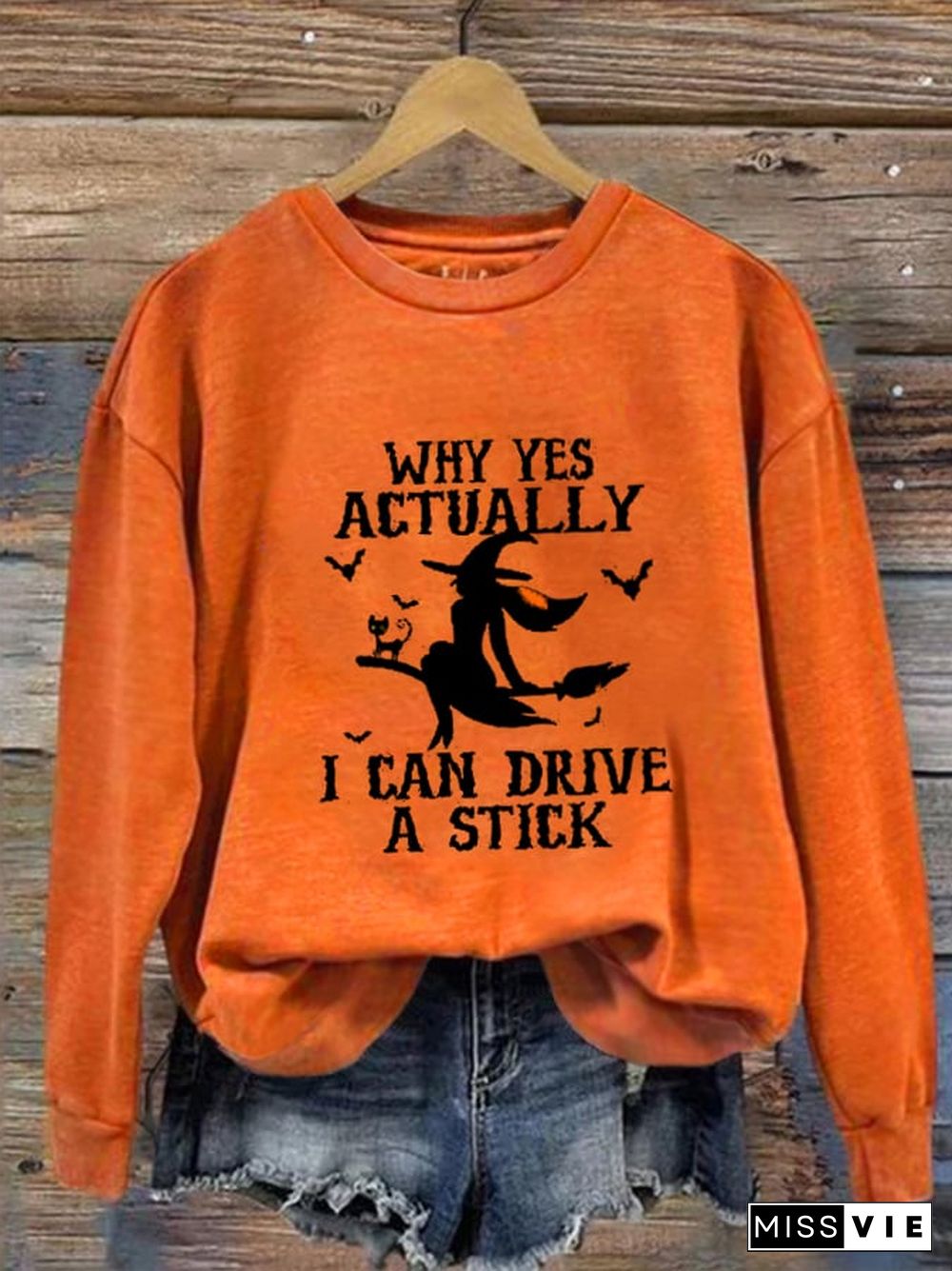 Women's Halloween Why Yes Actually I Can Drive A Stick Prnted Sweatshirt