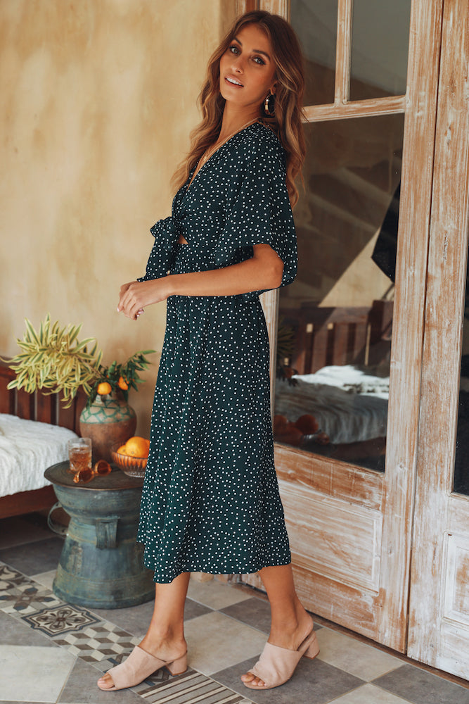 Stuck In Your Ways Midi Dress Green