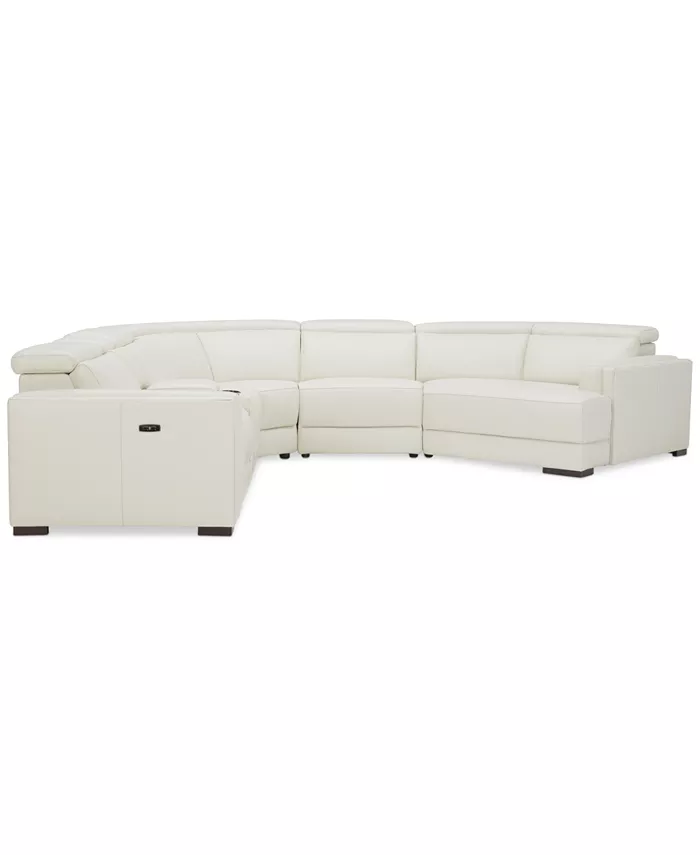 Furniture Jenneth 6-Pc. Leather Sofa with 1 Power Motion Recliner and Cuddler