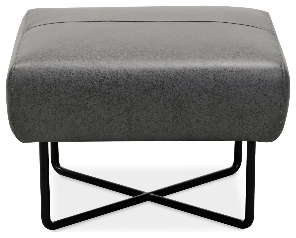 Hooker Furniture Efron Ottoman w/ Black Metal Base   Transitional   Footstools And Ottomans   by Buildcom  Houzz