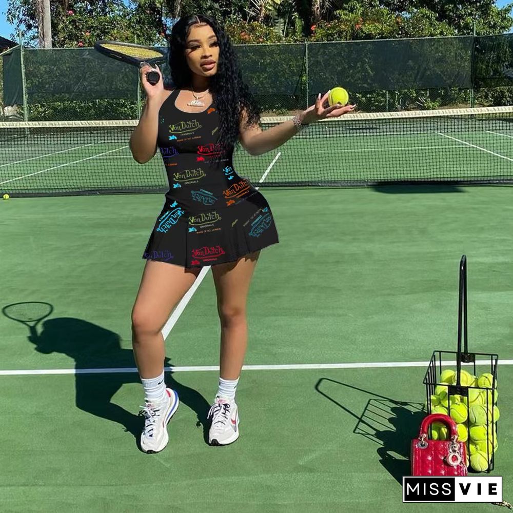 Casual Printed Cute Tennis Dress