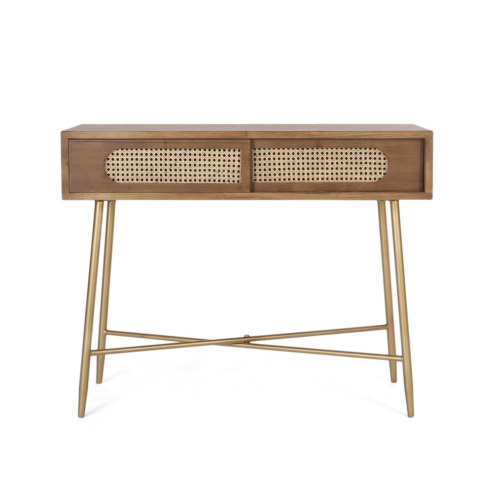 Tuttle Console Table with Wicker Accents by Christopher Knight Home