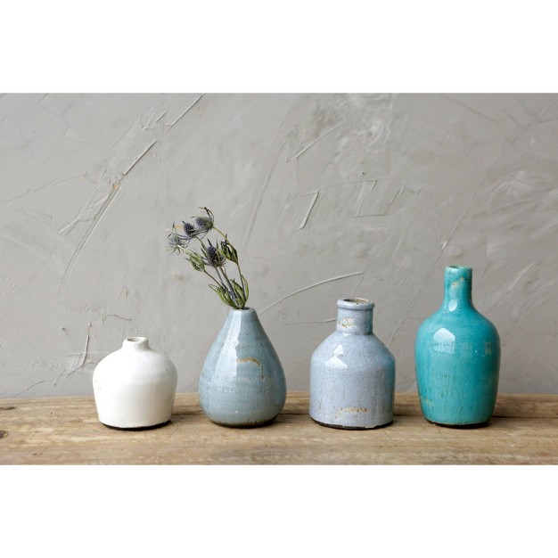 Set Of 4 Terra cotta Vases Blue amp White Shopsmaniay