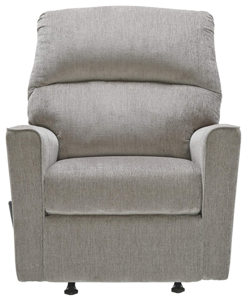 Elegant Recliner Chair  Rocker Function With Padded Tufted Backrest  Light Gray   Transitional   Recliner Chairs   by Declusia  Houzz