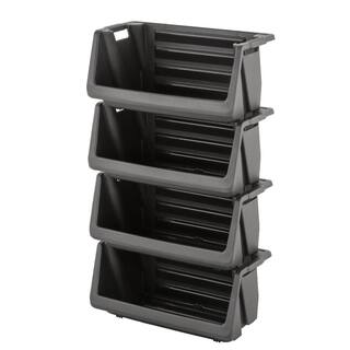 Husky 55 Gallon Stackable Storage Bin in Black 232387