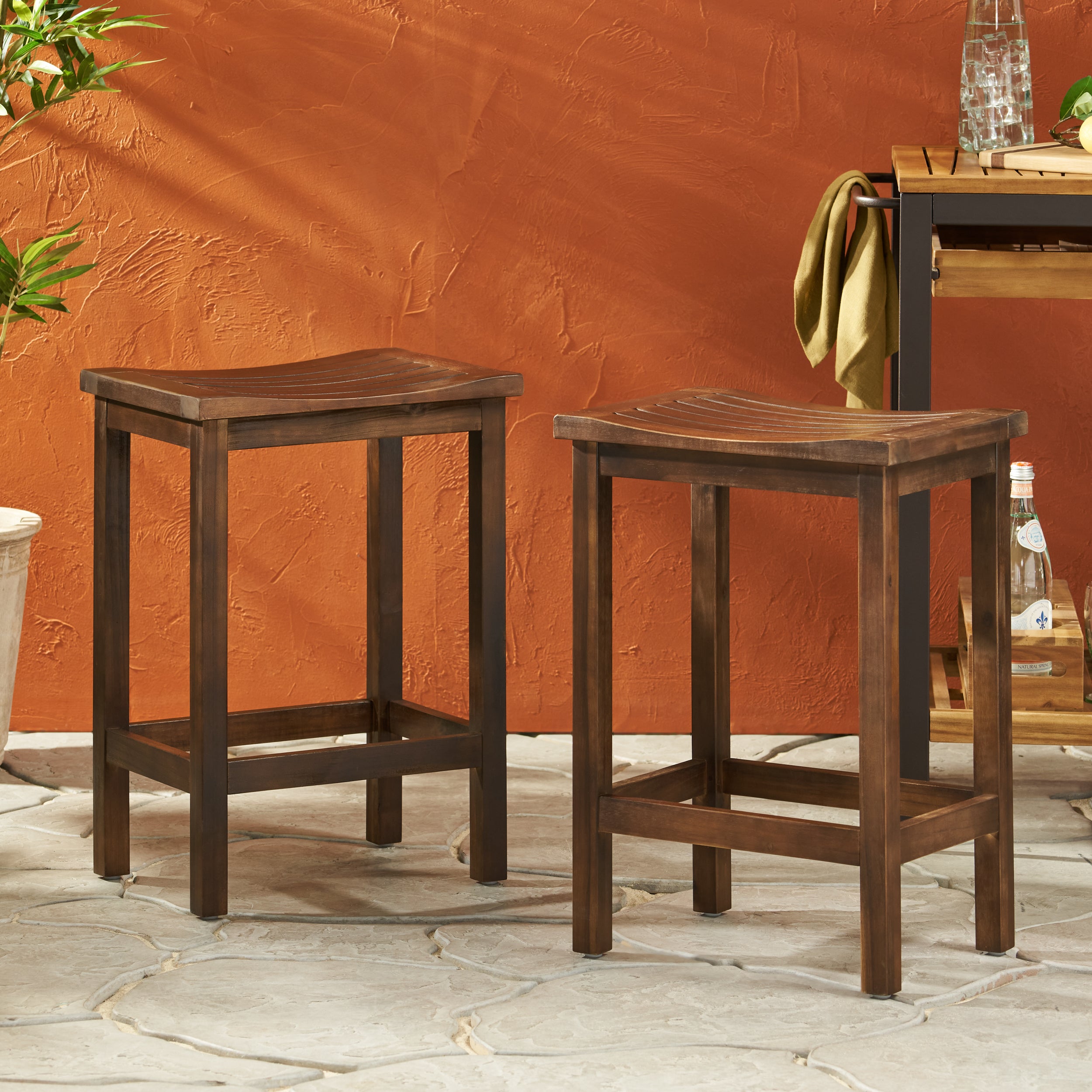 Lantana Brown Mahogany 24-Inch Counter Stools (Set of 2)