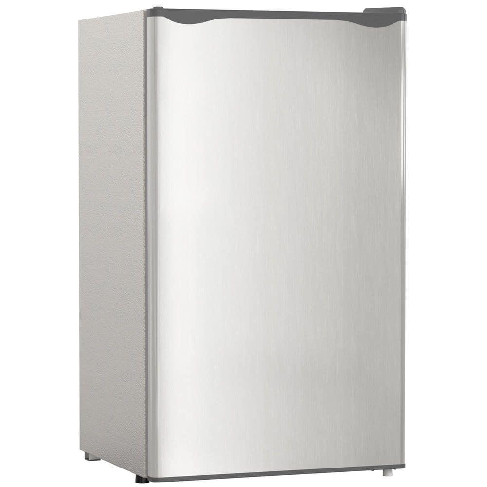 32 cu ft Sliver Mini Fridge Compact Refrigerator with Freezer and Reversible Door 5 Temperature Adjustable for Kitchen