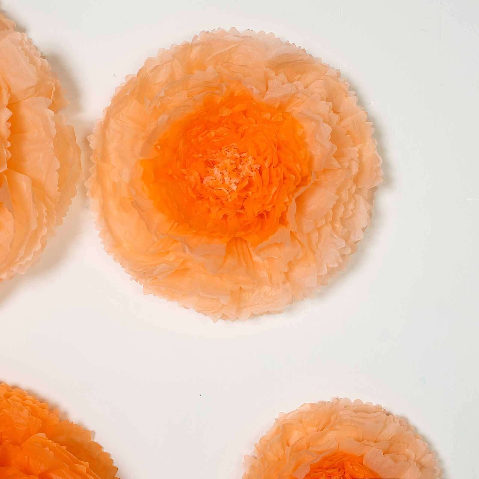 Set of 6 Coral Orange Carnation 3D Paper Flowers Wall Decor 7