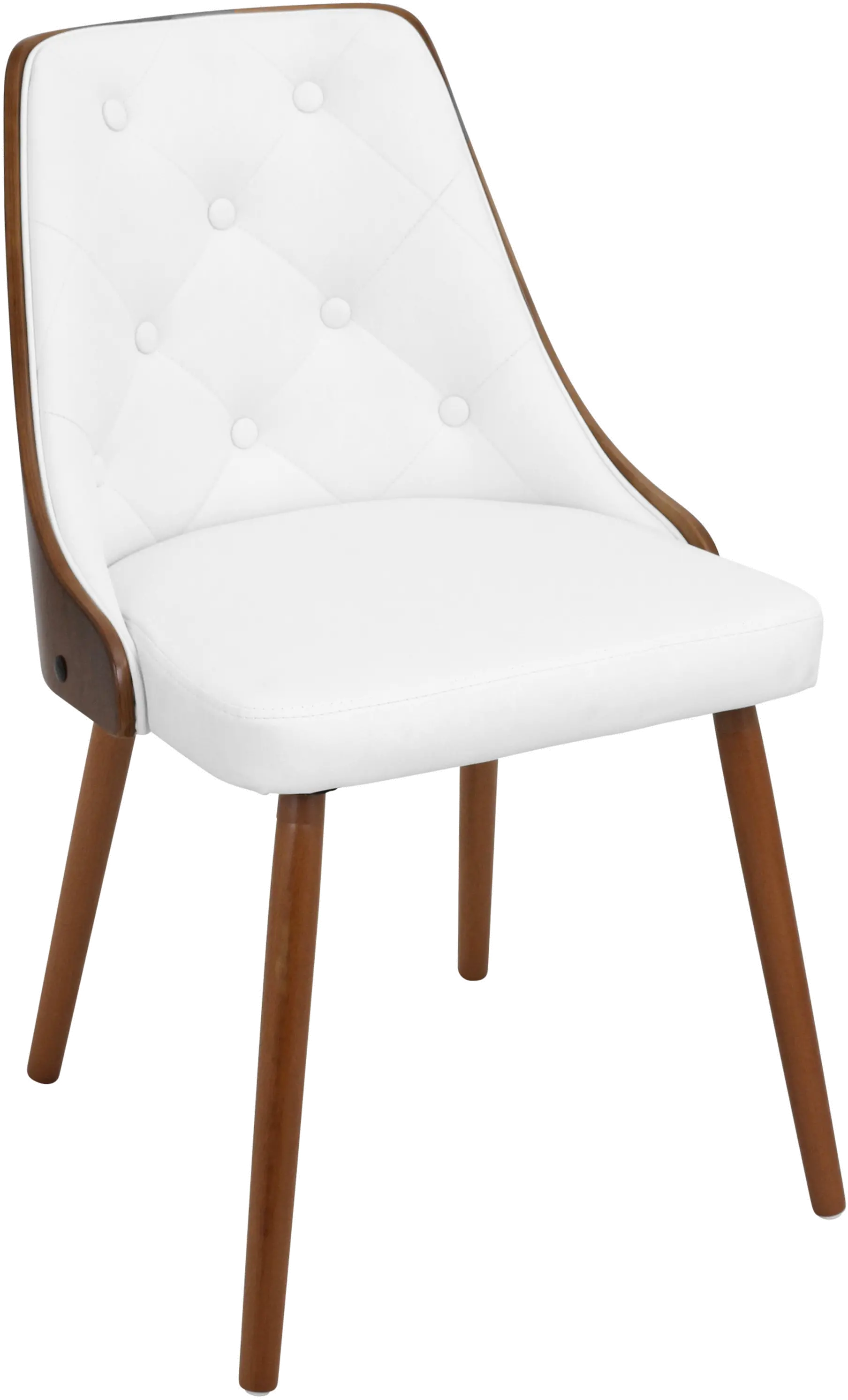 Mid Century White and Brown Faux Leather Dining Room Chair - Gianna