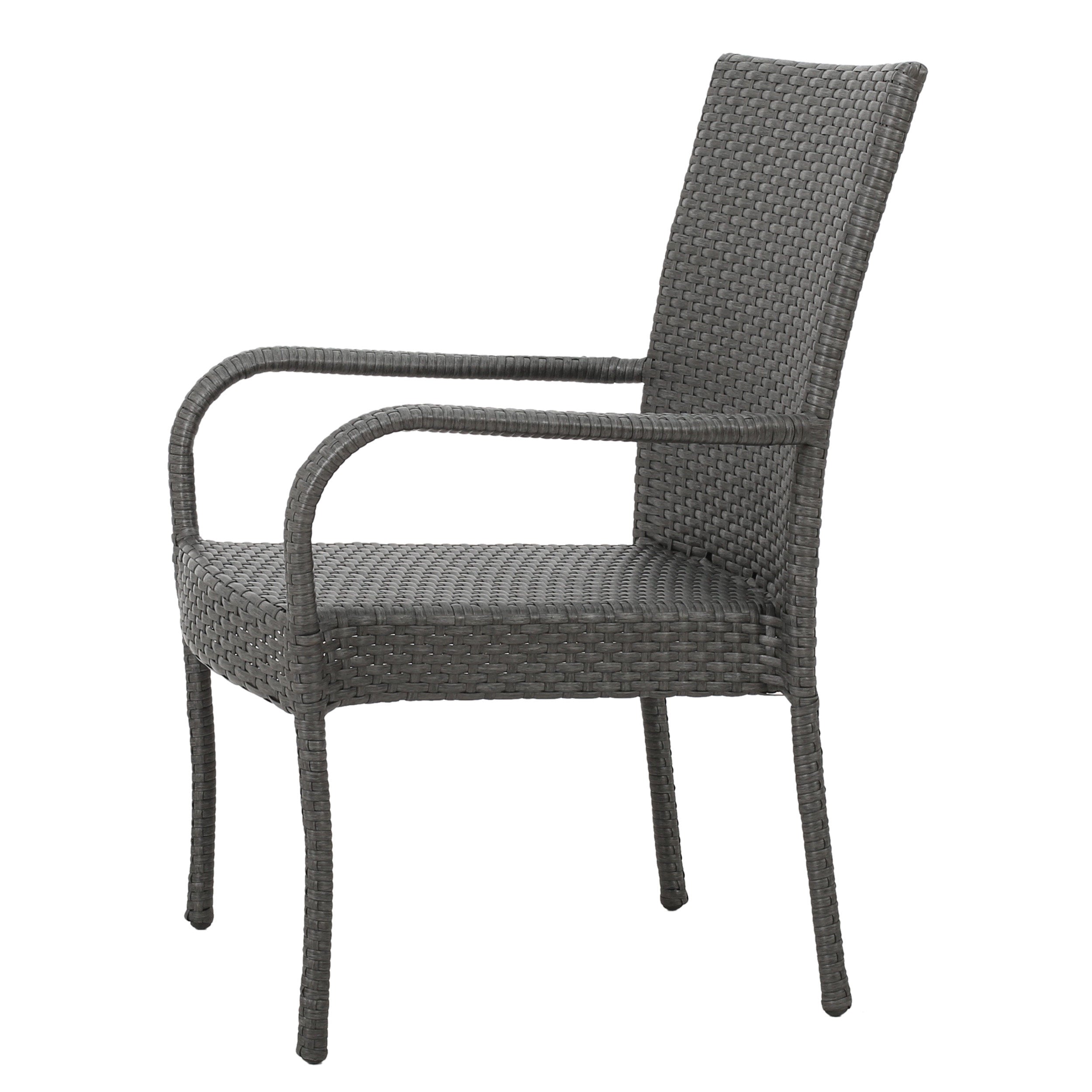 Noble House  Outdoor Dining Chair - Wicker - Set of 2 - Has Arms - Gray