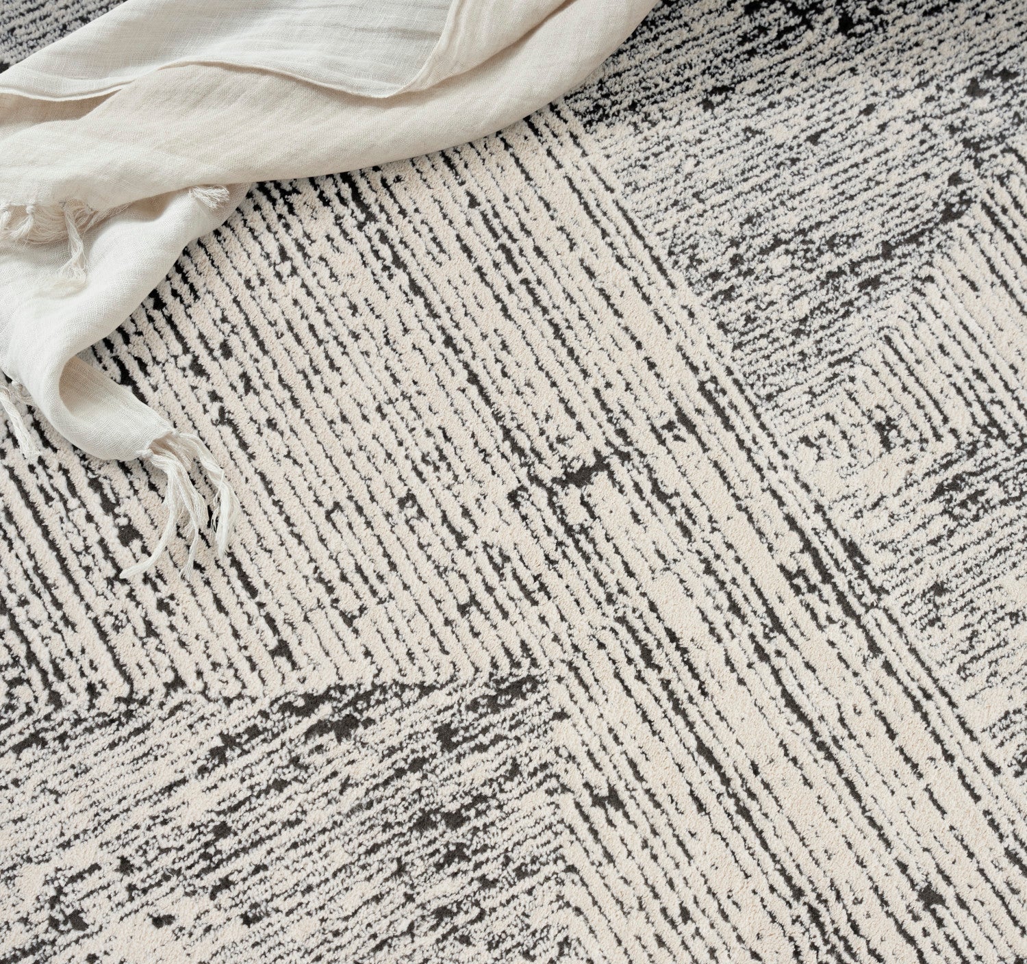 Calvin Klein Irradiant Cream Black Modern Rug