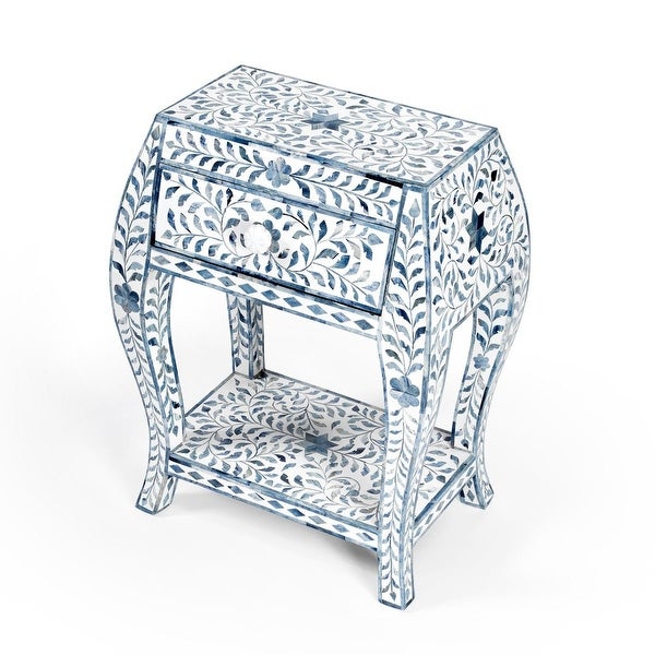 Offex Trubadur Blue and White Bone Inlay Side Table - 19