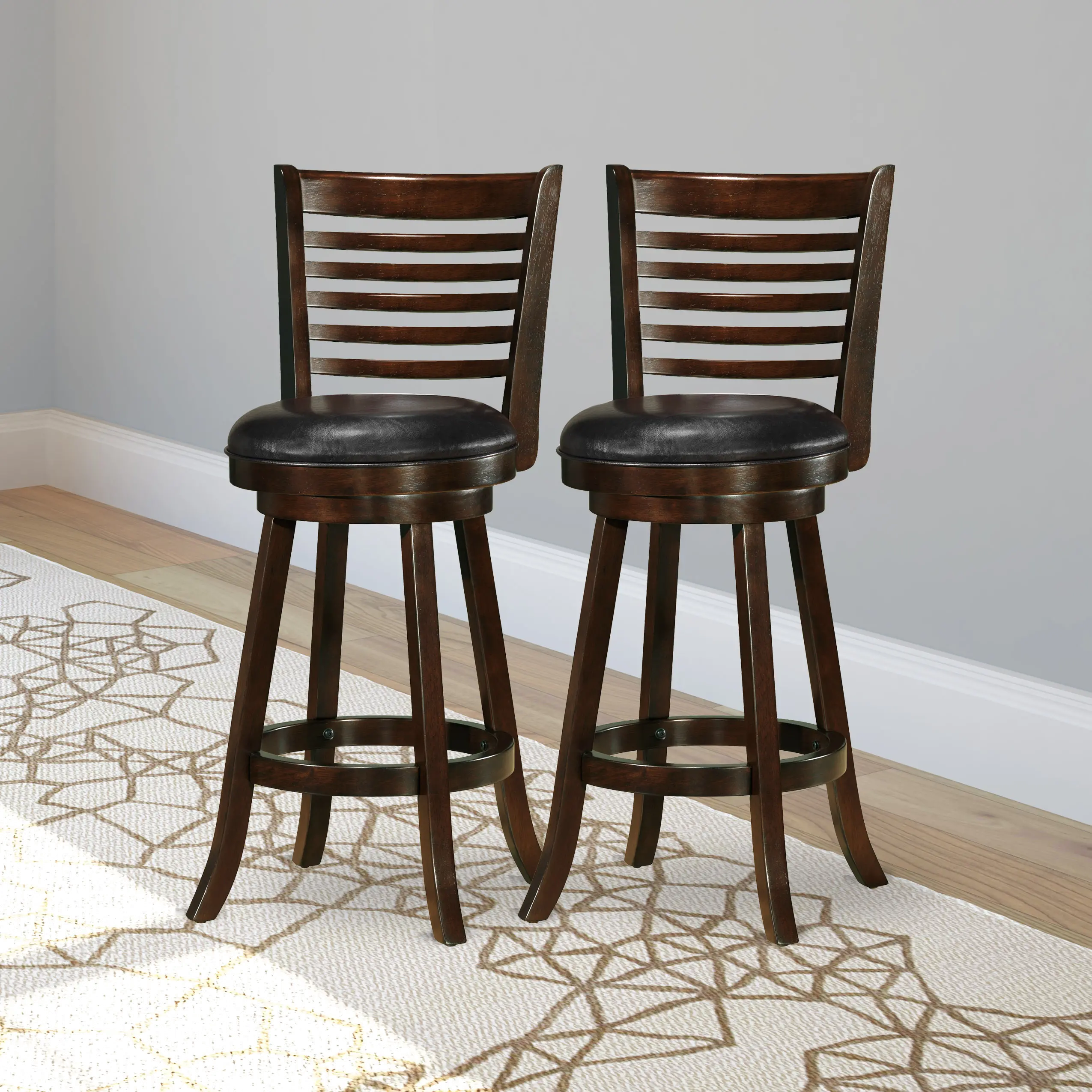 Woodgrove Cappuccino and Black Bar Stool， Set of 2