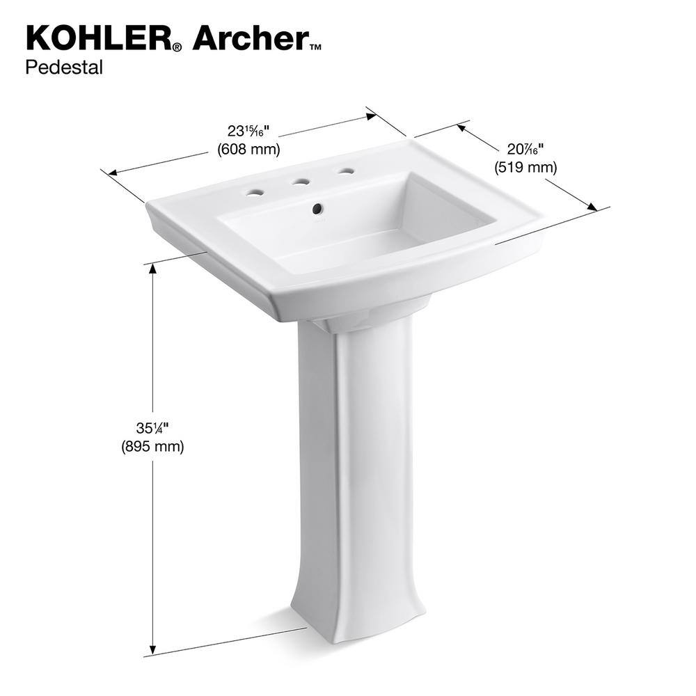 KOHLER Archer Vitreous China Pedestal in White K-R2357-0