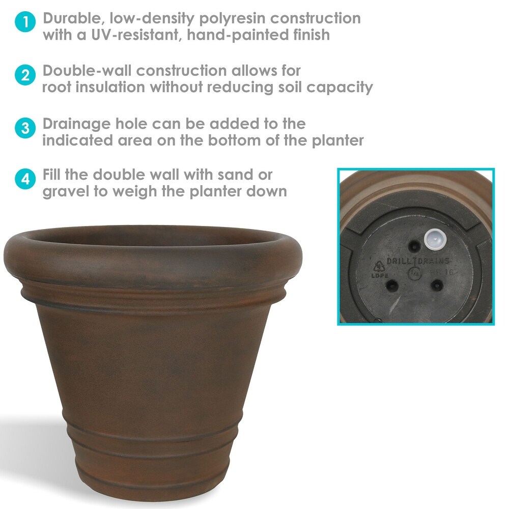 Crozier Outdoor Double Walled Flower Pot Planter   Rust   16\