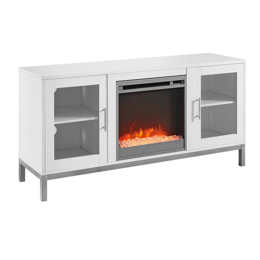 Walker Edison Furniture Company 52 in. Modern Fireplace TV Stand - White HD52FP18AVWH