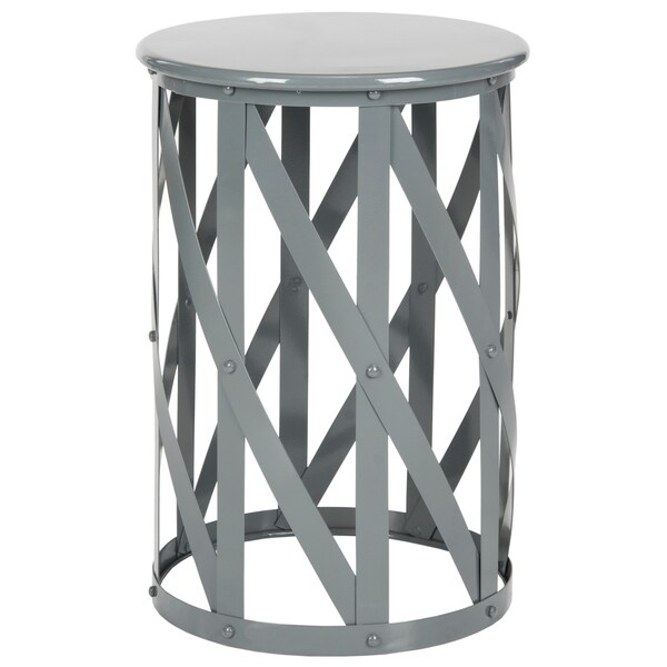 SAFAVIEH Bertram Grey Lattice Iron Stool - 14