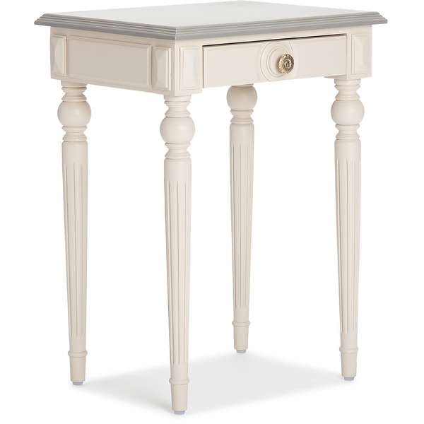 ClickDecor Amos Side Table with Drawer， Cream/Gray