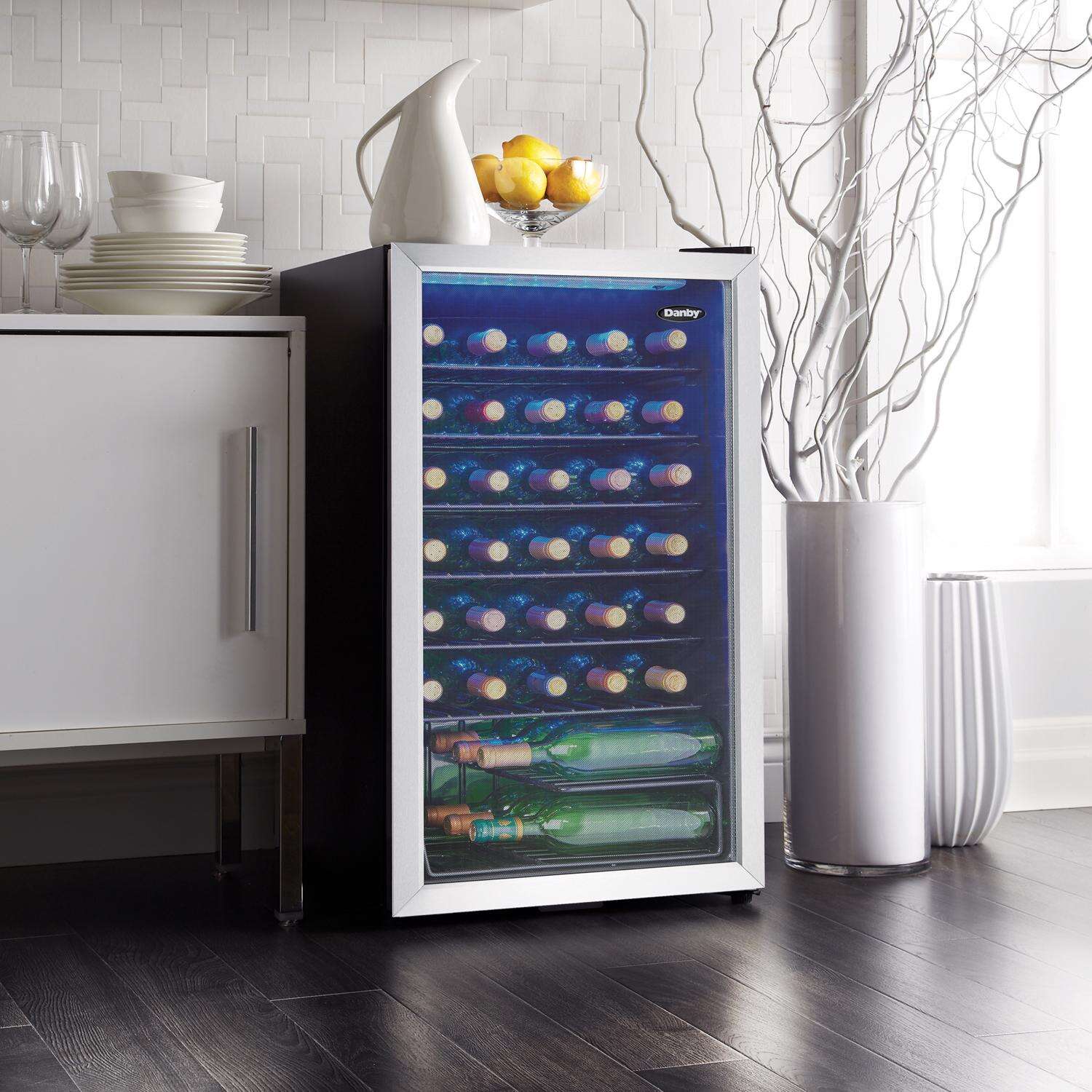 Danby 3.3 ft Black/Silver Stainless Steel Wine Cooler 115 W