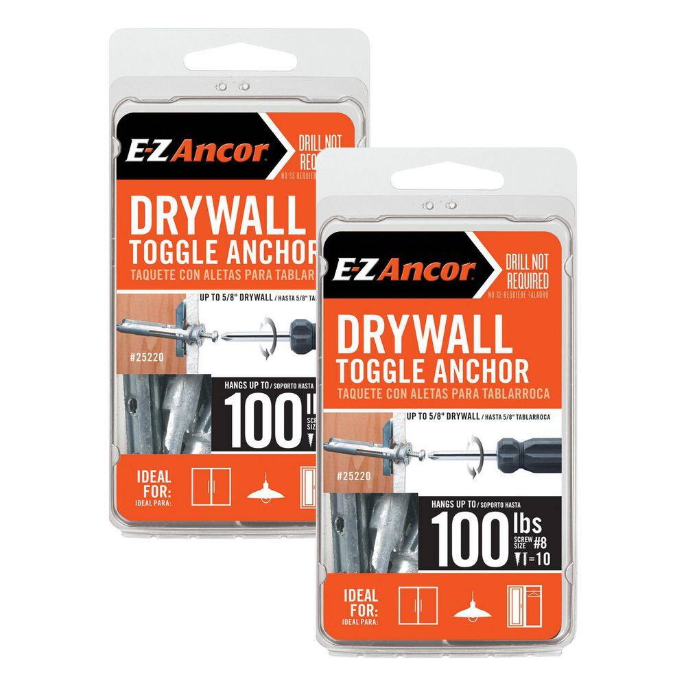 E-Z Ancor Toggle-Lock 100 lbs. Philips Pan Head Heavy-Duty Self Drilling Drywall Anchors with Screws Combo Includes 2 (10-Pack) 99308