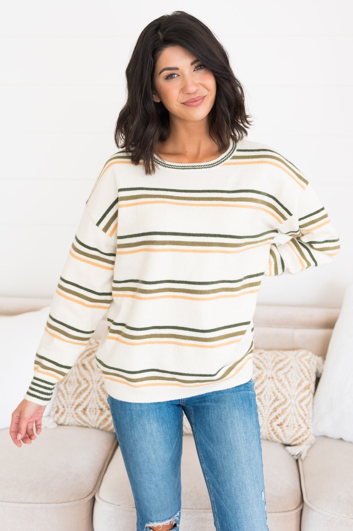 Soft Stripes Modest Sweater