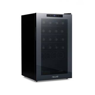 NewAir Shadowᵀᴹ Series Wine Cooler Refrigerator 24 Bottle Freestanding Mirrored Wine Fridge with Double-Layer Tempered Glass NWC024BK00