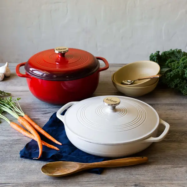 Lodge 3.6 Quart Oyster Enameled Cast Iron Covered Casserole