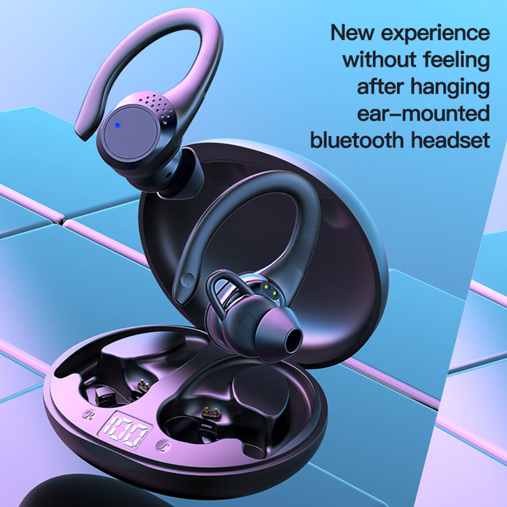 Wireless Bluetooth 5.2 Headphones Waterproof TWS Sports Earphones HiFi Noise Canceling In-ear Ear Hook with Mic