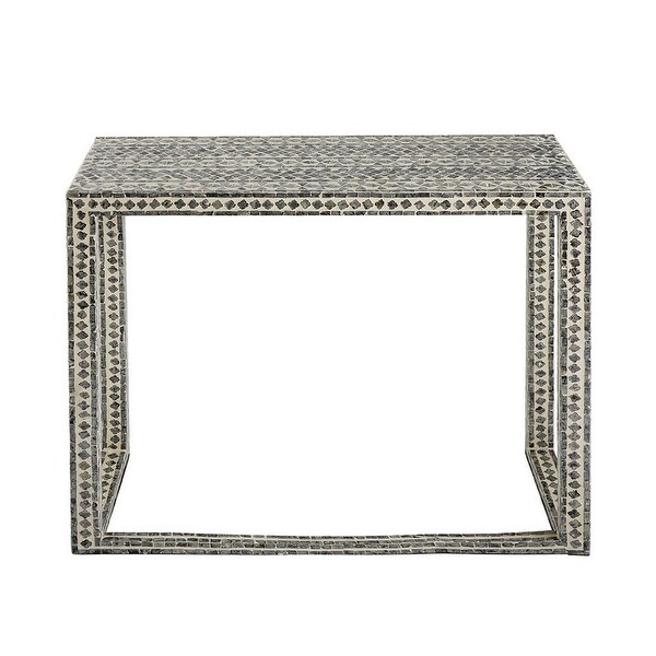 36 Inch Accent Console Table， Capiz Shell Inlay， Rectangular， Gray