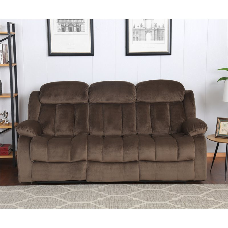 Sunset Trading Teddy Bear 3 Piece Fabric Reclining Living Room Set in Cocoa   Contemporary   Living Room Furniture Sets   by Homesquare  Houzz