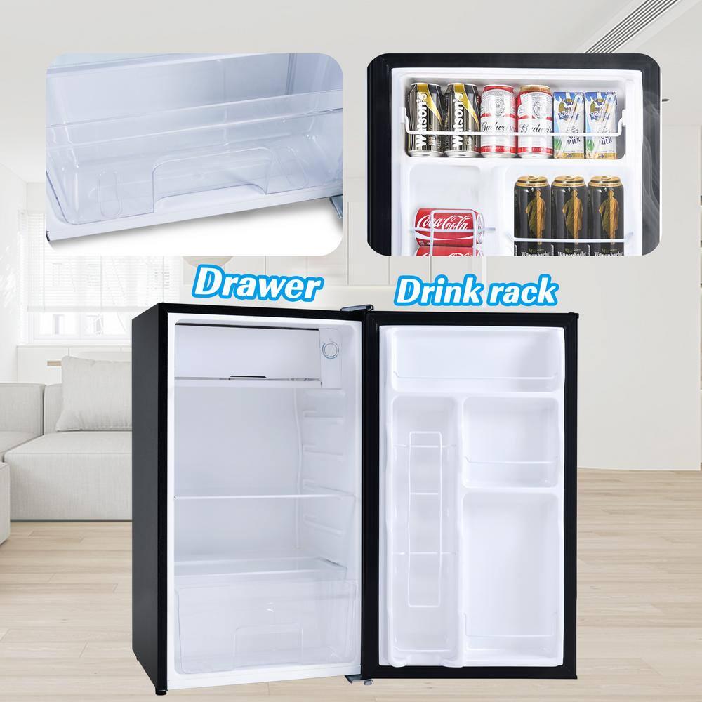 Boyel Living 32 cu ft Compact Mini Fridge in Black with Freezer Reversible Door and 5 Settings Temperature Adjustable