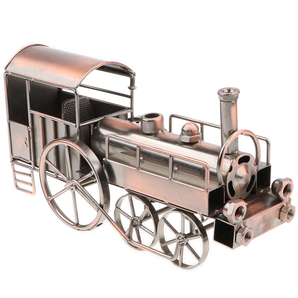 Old Style Locomotive Train Model Metalwork Office Decoration Ornaments Handcrafted Collectible Vehicle Toys