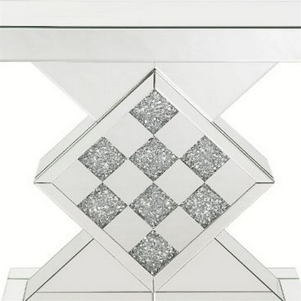 Console Table with Mirror Frame and Pedestal Base Silver   Contemporary   Console Tables   by Homesquare  Houzz