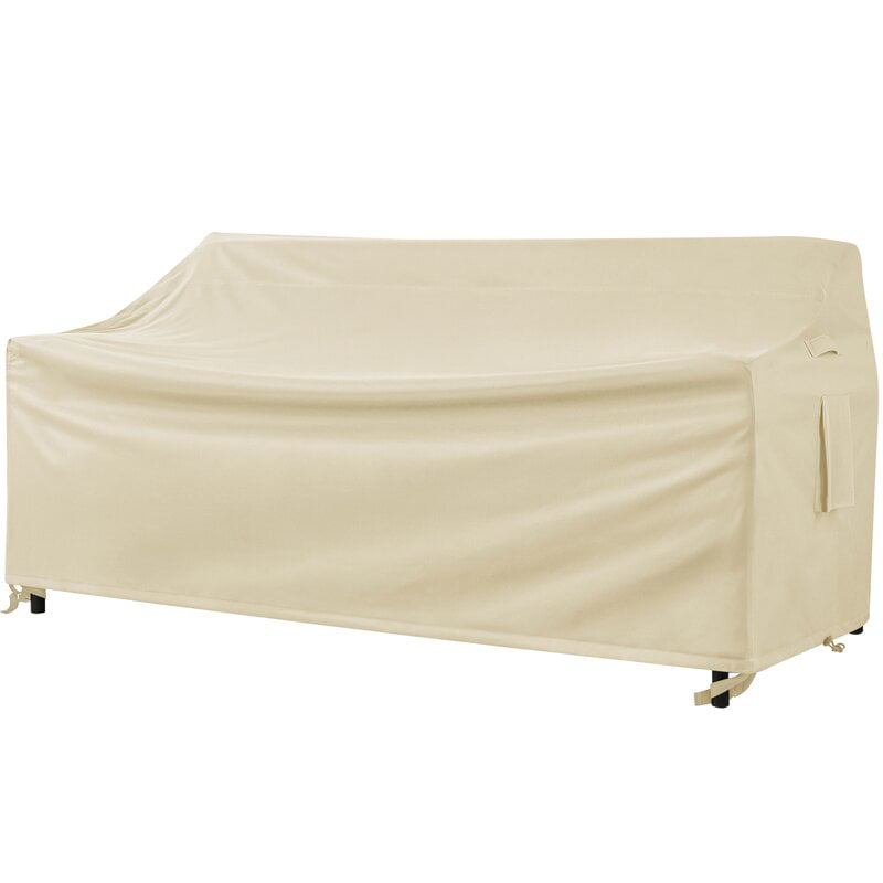 Subrtex Outdoor Sofa Cover Heavy-Duty Waterproof Patio Couch Cover With Air Vent (76W x 34D x 33H, Beige)