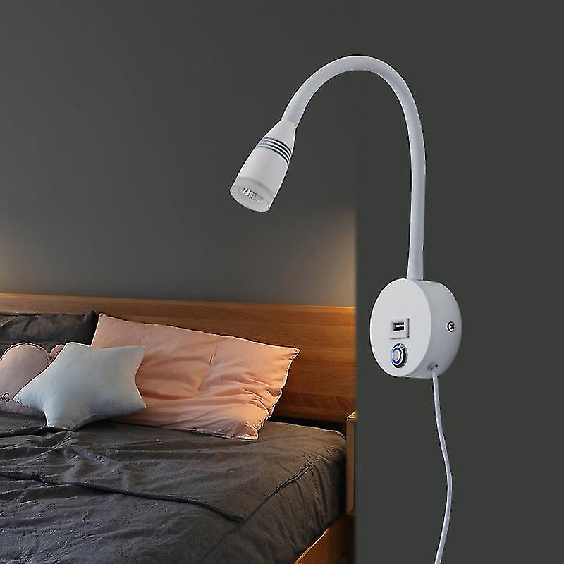 Wall Mounted Reading Light Sconces Lamp Usb Charging Port Touch Dimmer Switch Led Warm White Input