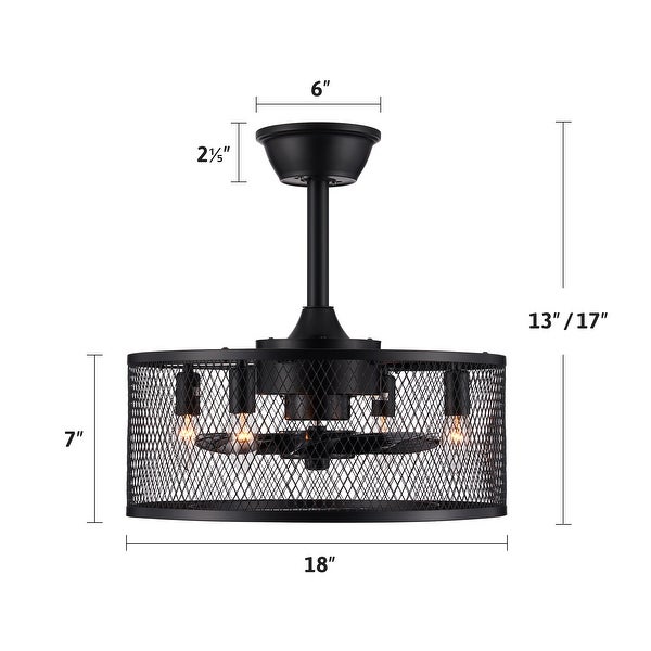 CO-Z 18-Inch Industrial Caged Ceiling Fan with Lights， Remote Control - Black Shopping - The Best Deals on Ceiling Fans | 40346142