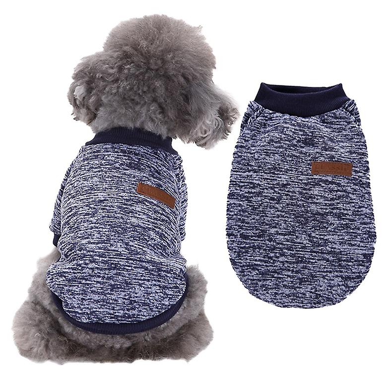 Pet Dog Clothes Dog Sweater Soft Thickening Warm Pup Dogs Shirt Winter Puppy Sweater For Dogs (navy Blue， S)