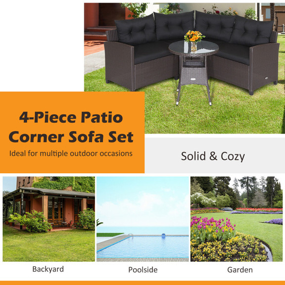 Costway 74825391 4 Pieces Patio Rattan Furniture S...