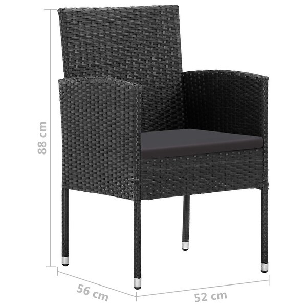 3 Piece Patio Dining Set Black -  - 37575873