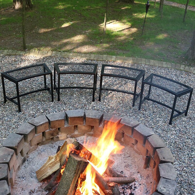 Ultimate Patio Black Mesh Patio Fire Pit Bench