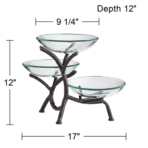 High 3 tier Stand With Glass Bowls