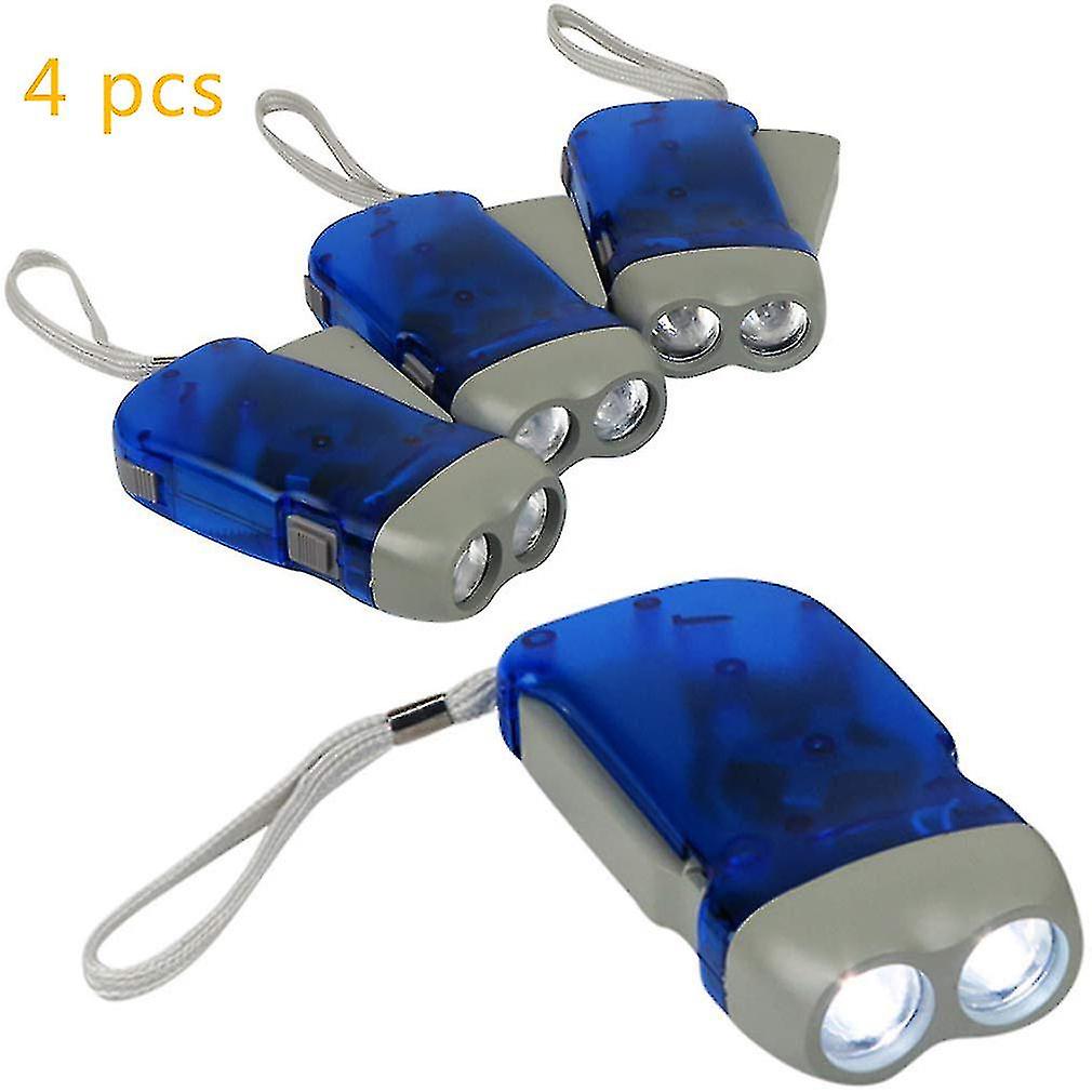 Hand Crank Flashlight，no Battery-led Bright Light-set/4: