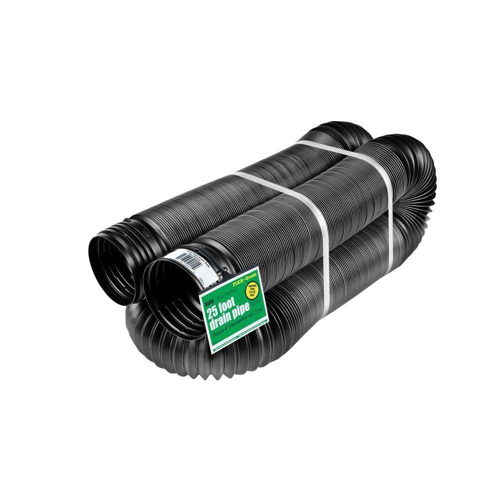 Amerimax Home Products FLEX Drain 4 in. x 25 ft. Black Copolymer Solid Drain Pipe 52110D