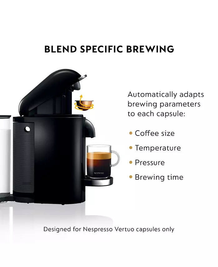 Nespresso Vertuo Plus Deluxe Coffee and Espresso Machine by Breville Black with Aeroccino Milk Frother